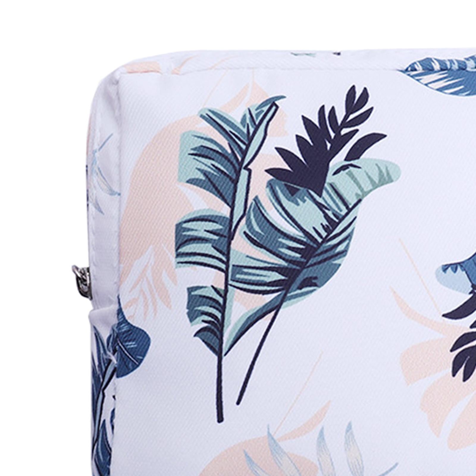 Washable Sanitary Napkin Storage Bag Toiletry Pouch Nursing Girls Ladies white leaves