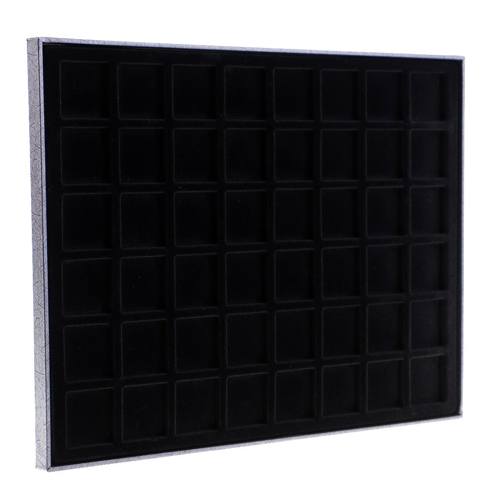 48 Grid Velvet Frame Series Display Tray Coin Case for Coin Display -Black
