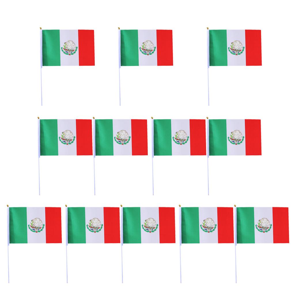 12PCS Flag Flags Banner Hand Waving Flag National Pride Flag Mexico