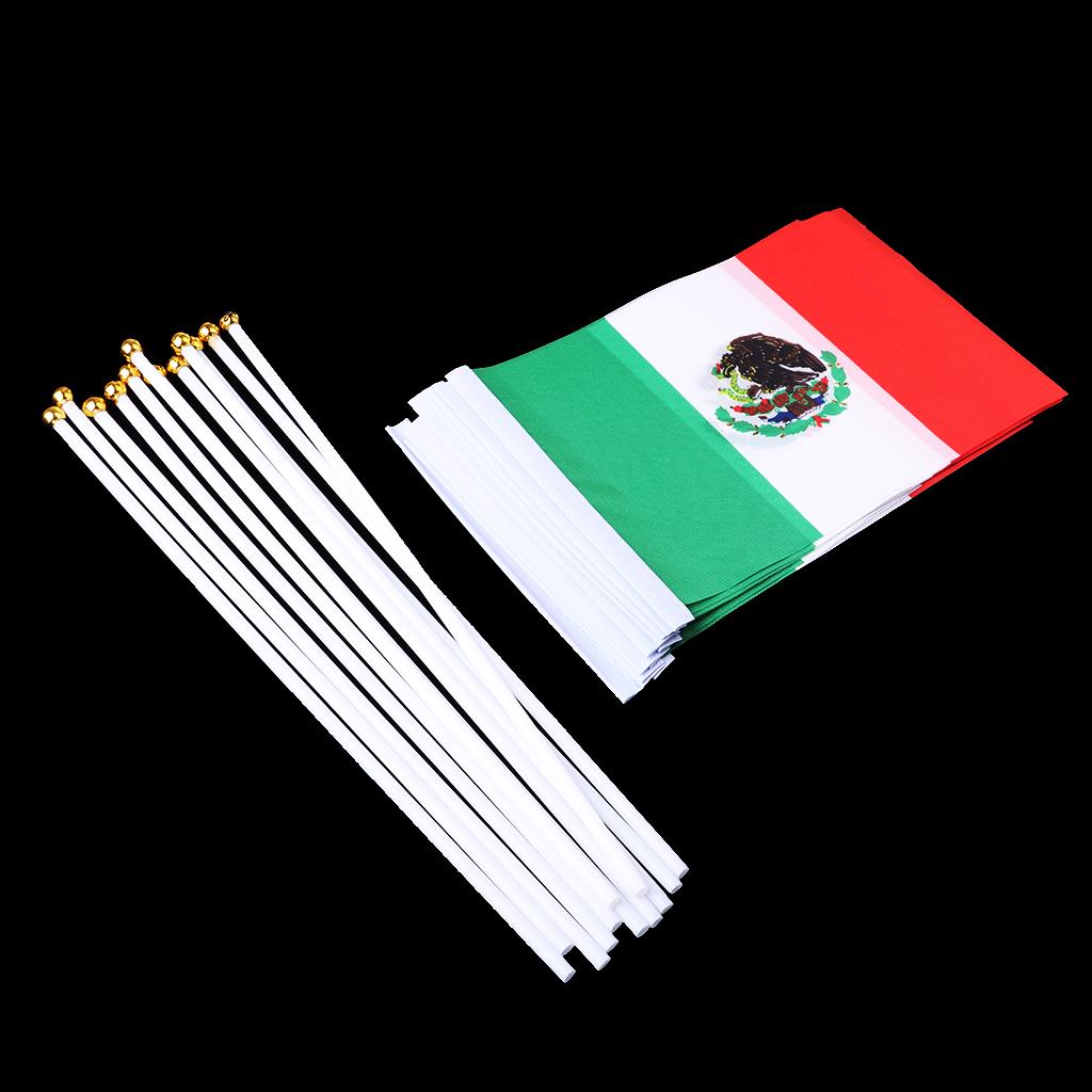 12PCS Flag Flags Banner Hand Waving Flag National Pride Flag Mexico