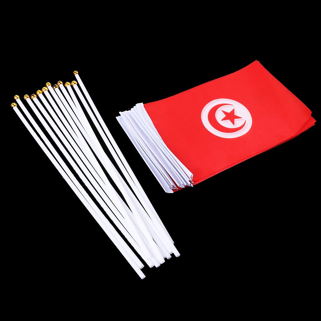 12PCS Flag Flags Banner Hand Waving Flag National Pride Flag Tunisia