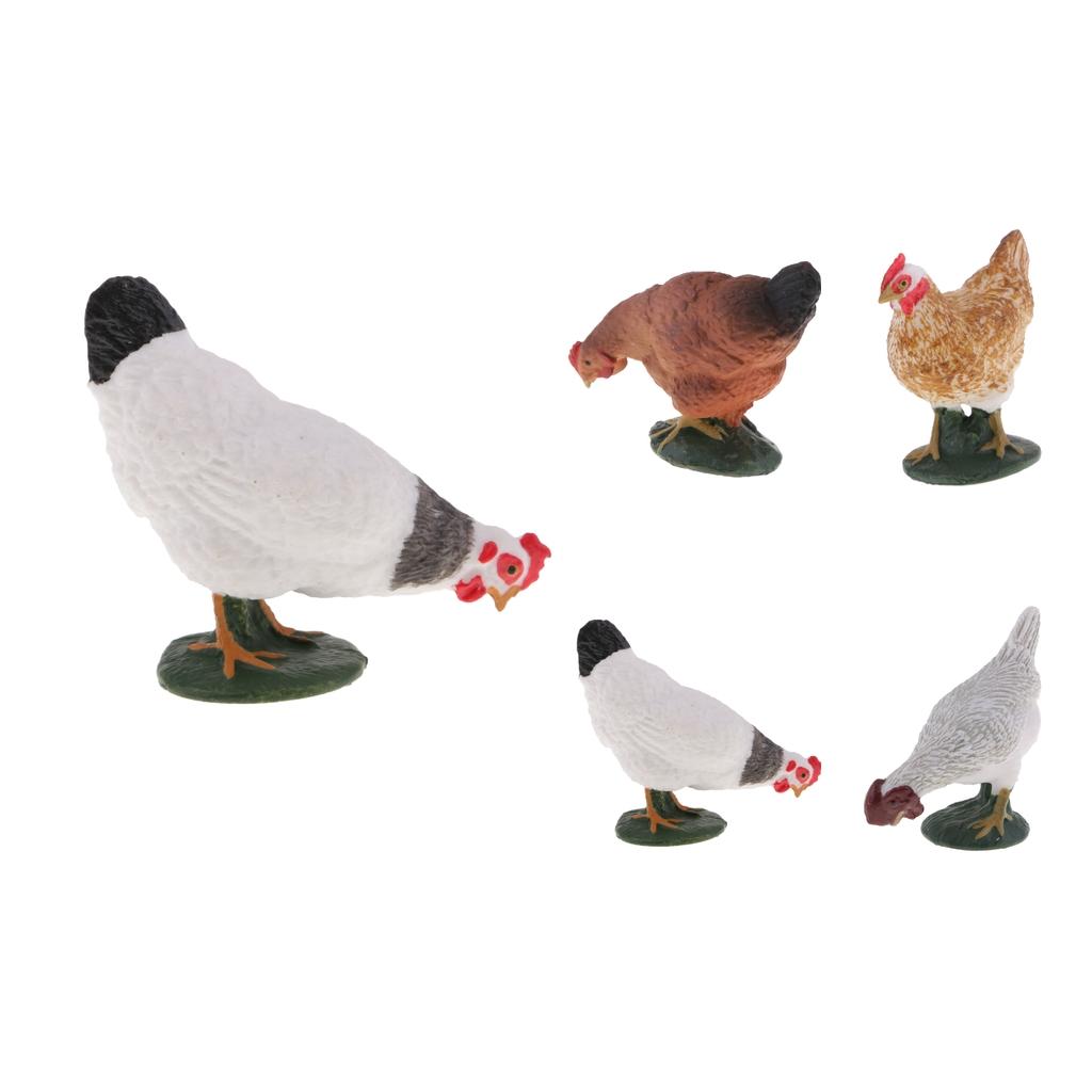 Farm Animal Body Model Lifelike Fowl Hen Chickens Figurine White MY6221-322
