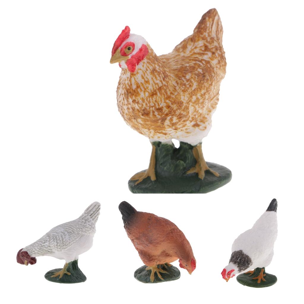 Farm Animal Body Model Lifelike Fowl Hen Chickens Figurine White MY6221-322