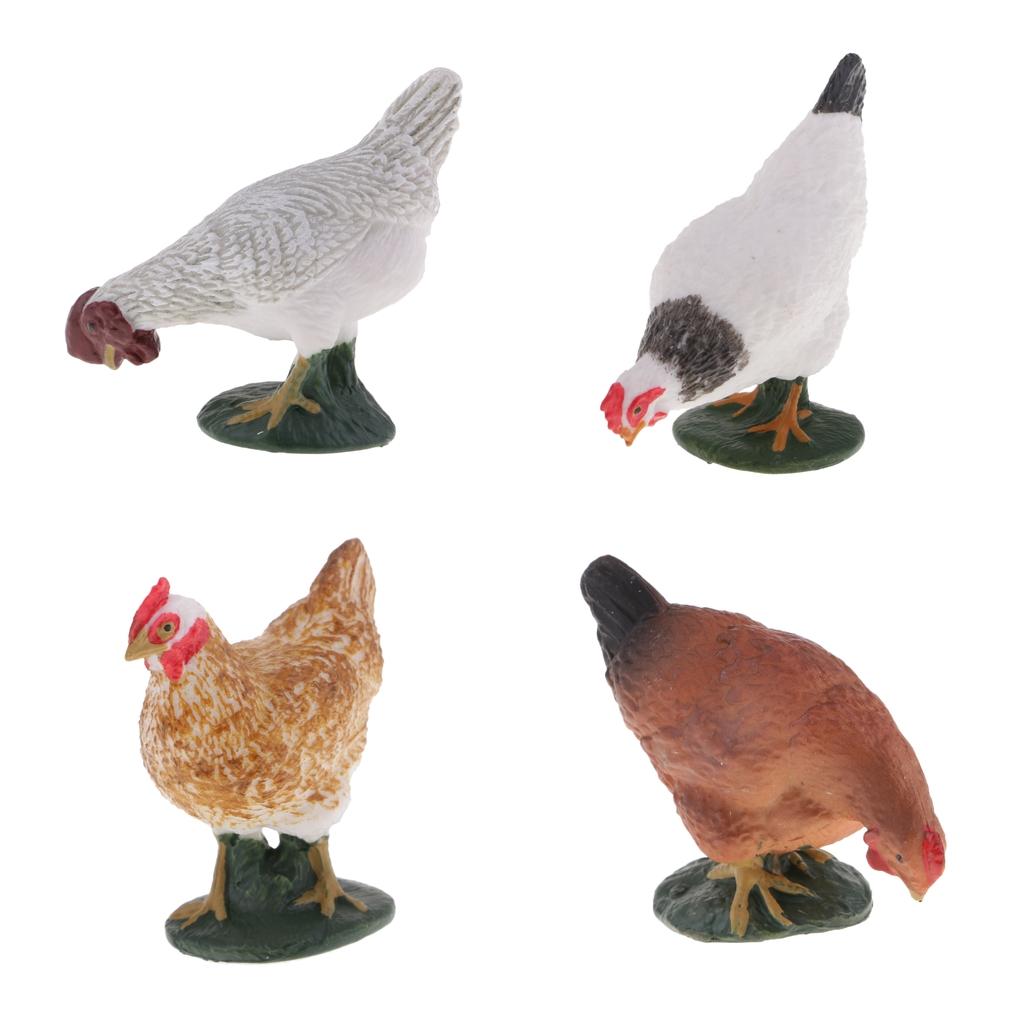 Farm Animal Body Model Lifelike Fowl Hen Chickens Figurine White MY6221-322