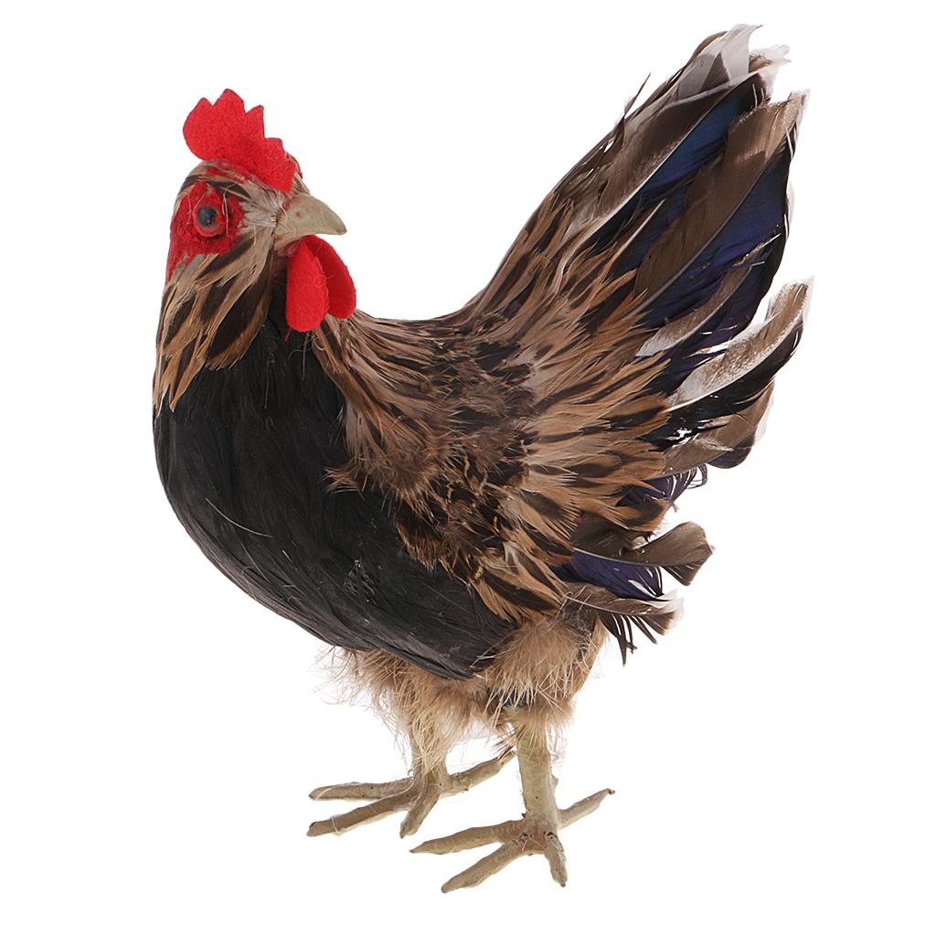 9 Lightweight Hen Model Farm Life Animal Figure Decoration - PVC + Feather"