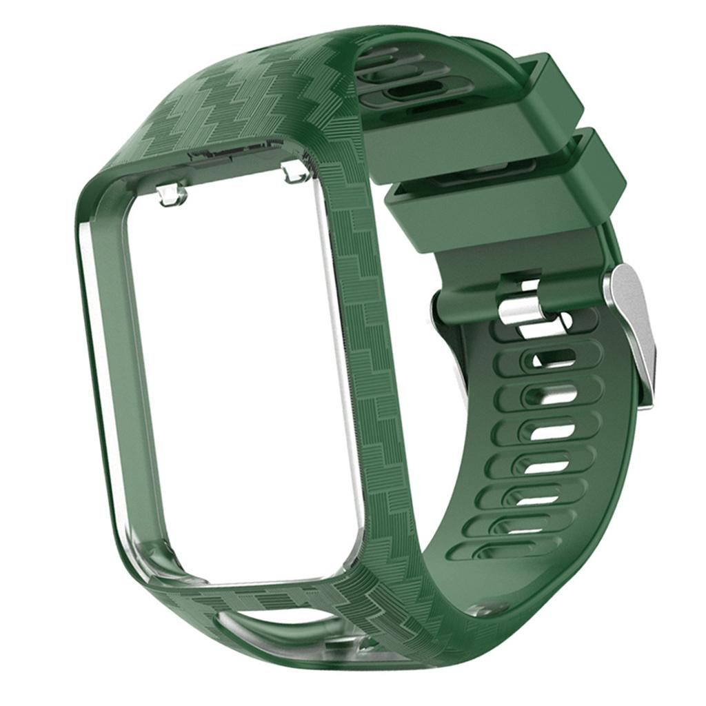 Soft Silicone Watch Strap Wristband Screen Protector For TomTom Army Green