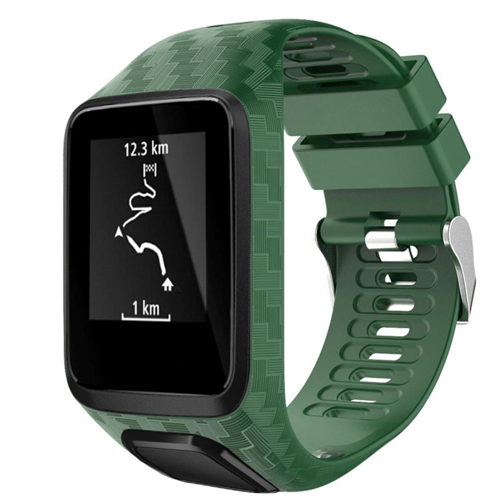Soft Silicone Watch Strap Wristband Screen Protector For TomTom Army Green