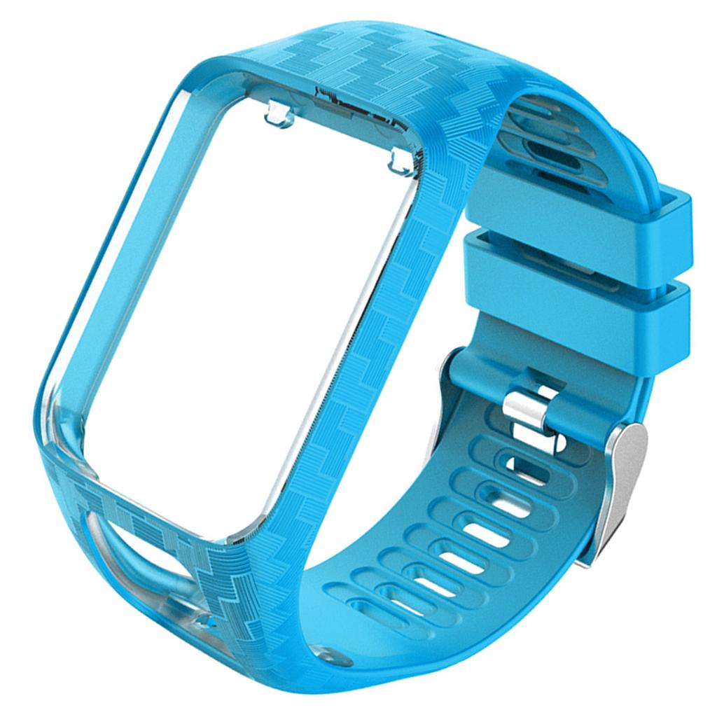 Soft Silicone Watch Strap Wristband Screen Protector For TomTom Sky Blue