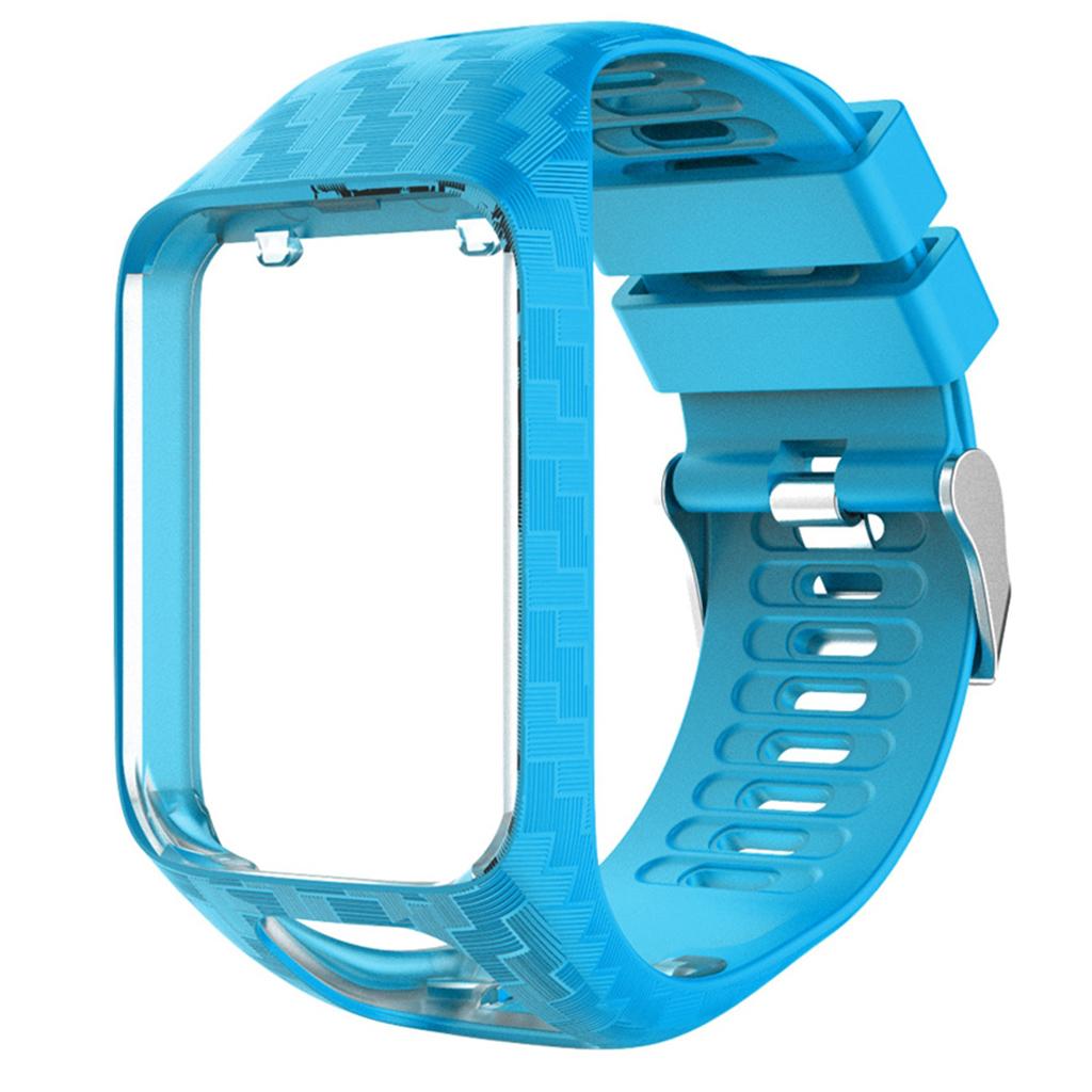 Soft Silicone Watch Strap Wristband Screen Protector For TomTom Sky Blue