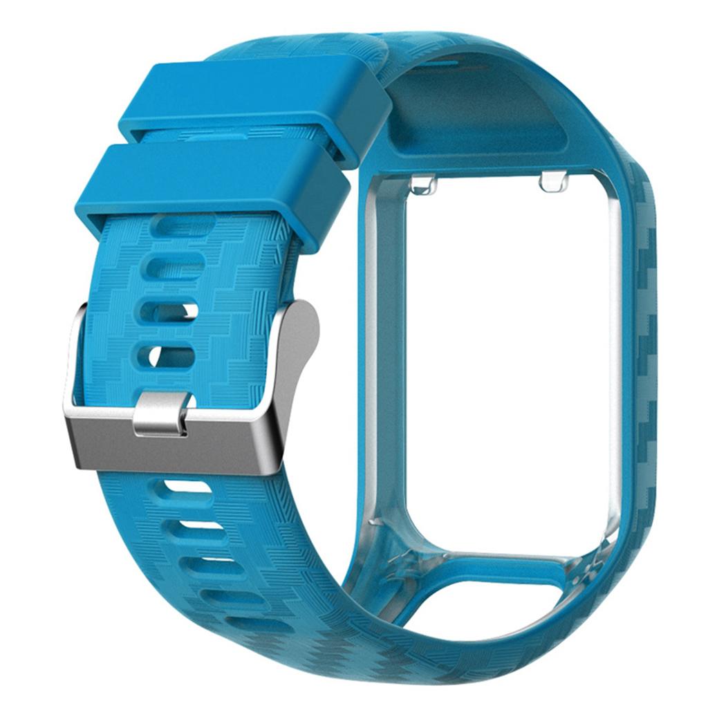 Soft Silicone Watch Strap Wristband Screen Protector For TomTom Sky Blue