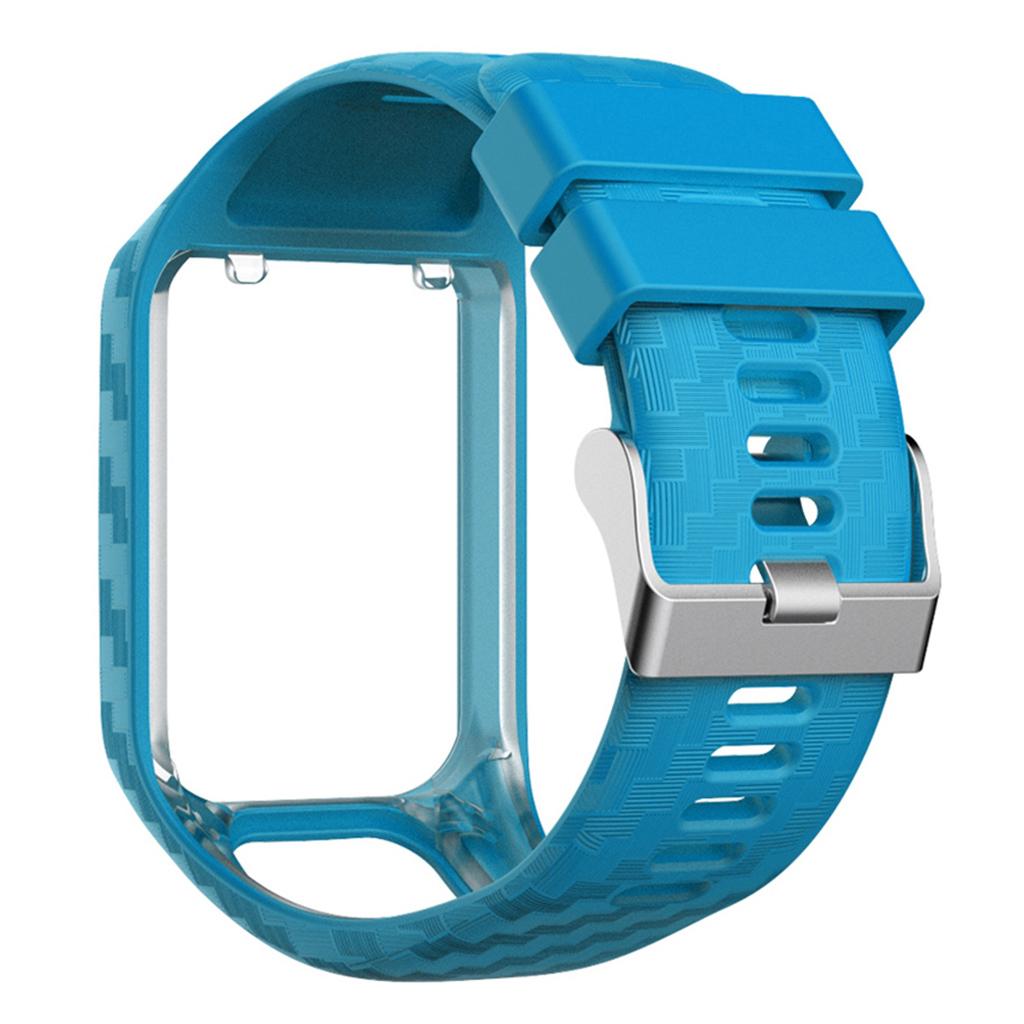 Soft Silicone Watch Strap Wristband Screen Protector For TomTom Sky Blue