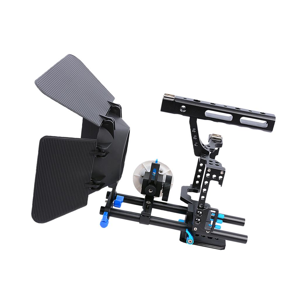 DSLR Camera Video Cage Stabilizer+Follow Focus+Matte Box For Sony A7 A7R #1