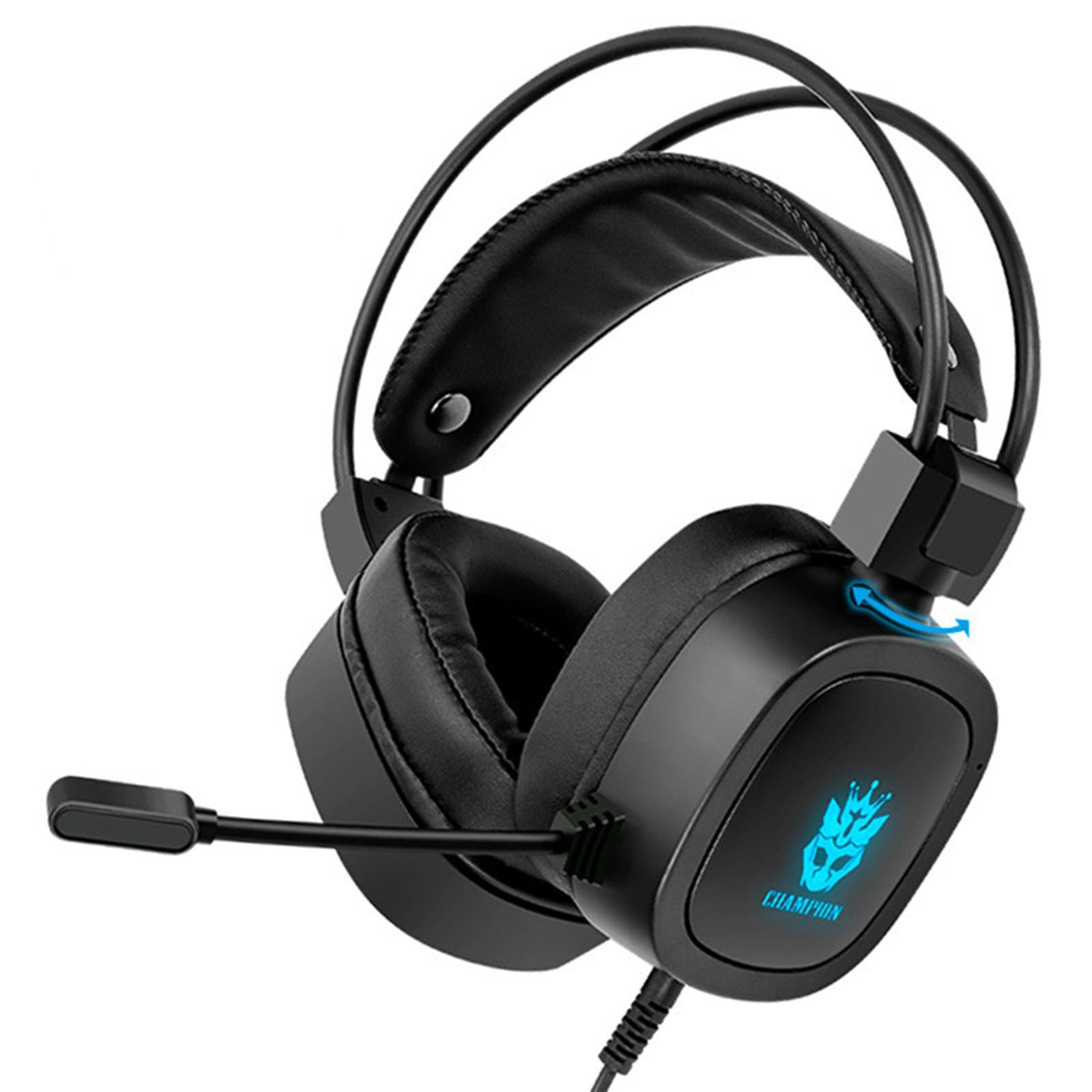 S100 Gaming Headphone Wired 7-LED with Microphone for Computer Black USB