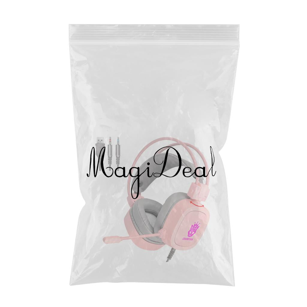 S100 Gaming Headphone Wired 7-LED with Microphone for Computer Pink 3.5mm