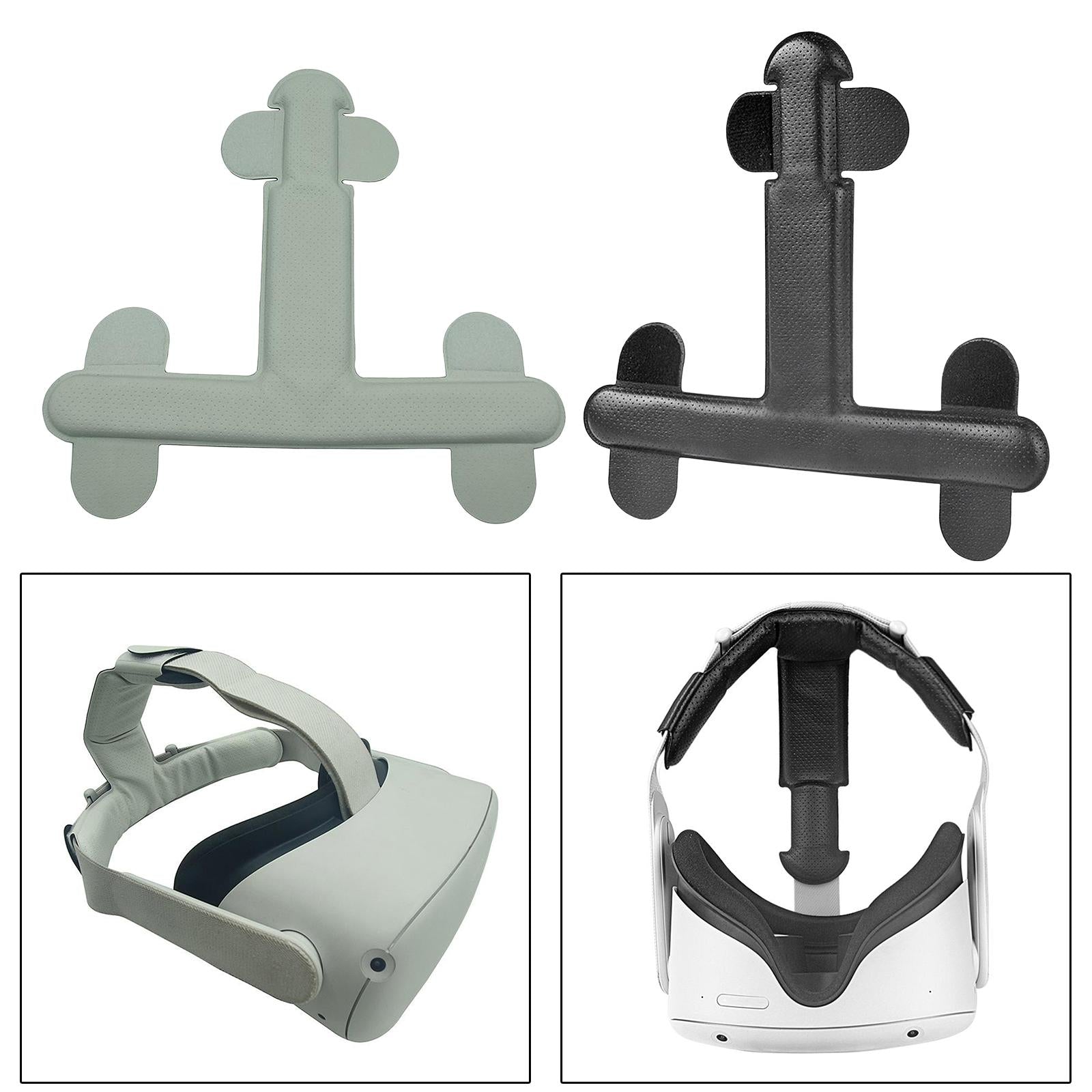 PU Leather Head Strap Pad Adjustable for Oculus Quest 2 Quick Cleaning Black