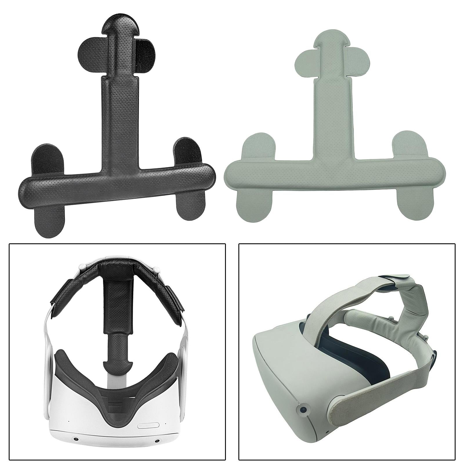 PU Leather Head Strap Pad Adjustable for Oculus Quest 2 Quick Cleaning Black