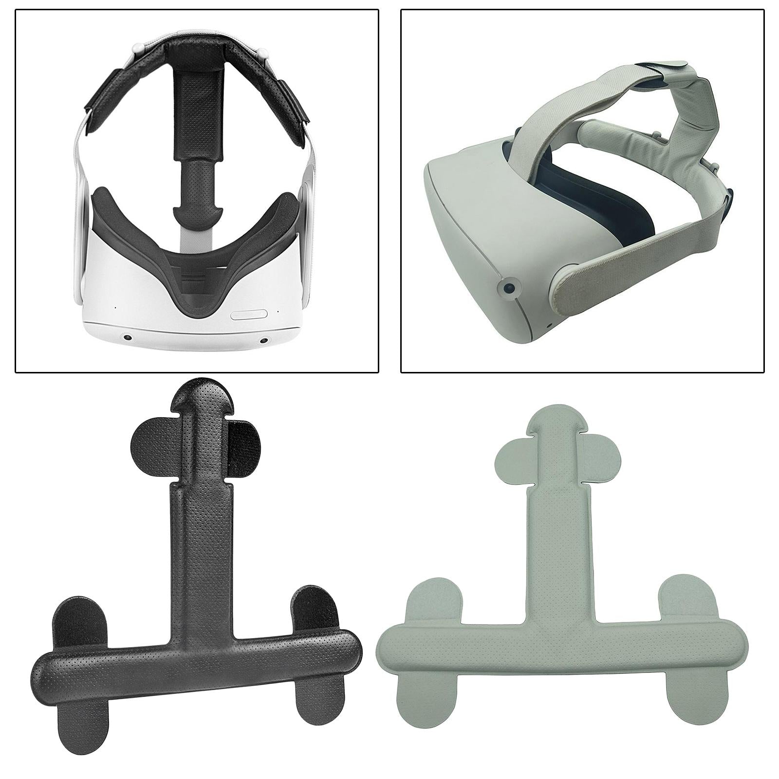 PU Leather Head Strap Pad Adjustable for Oculus Quest 2 Quick Cleaning Black