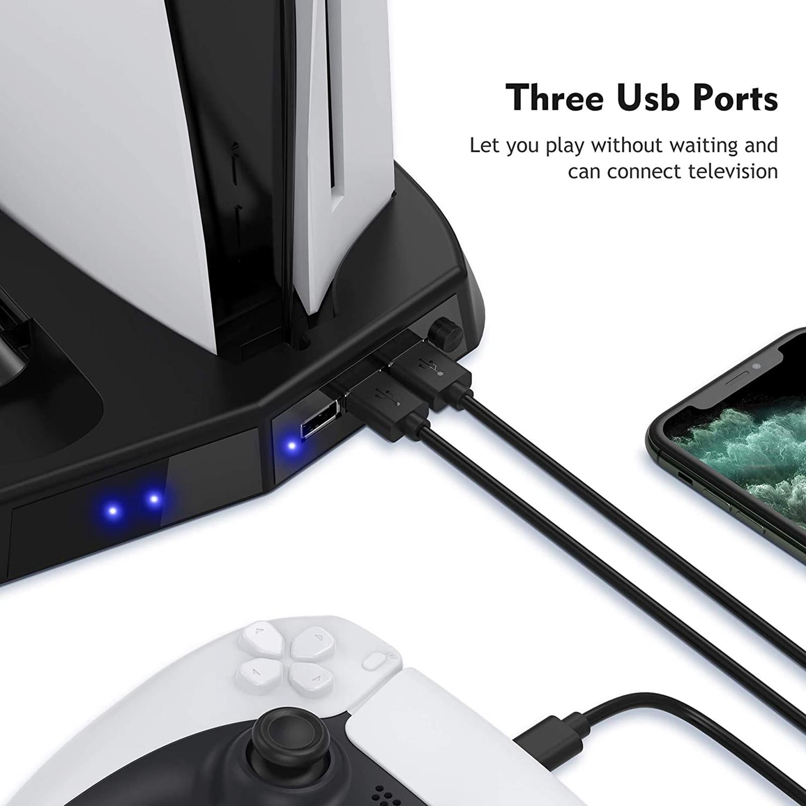 New Vertical Stand With Cooling Fan Controller Charging Dock for PS5 DE/UHD