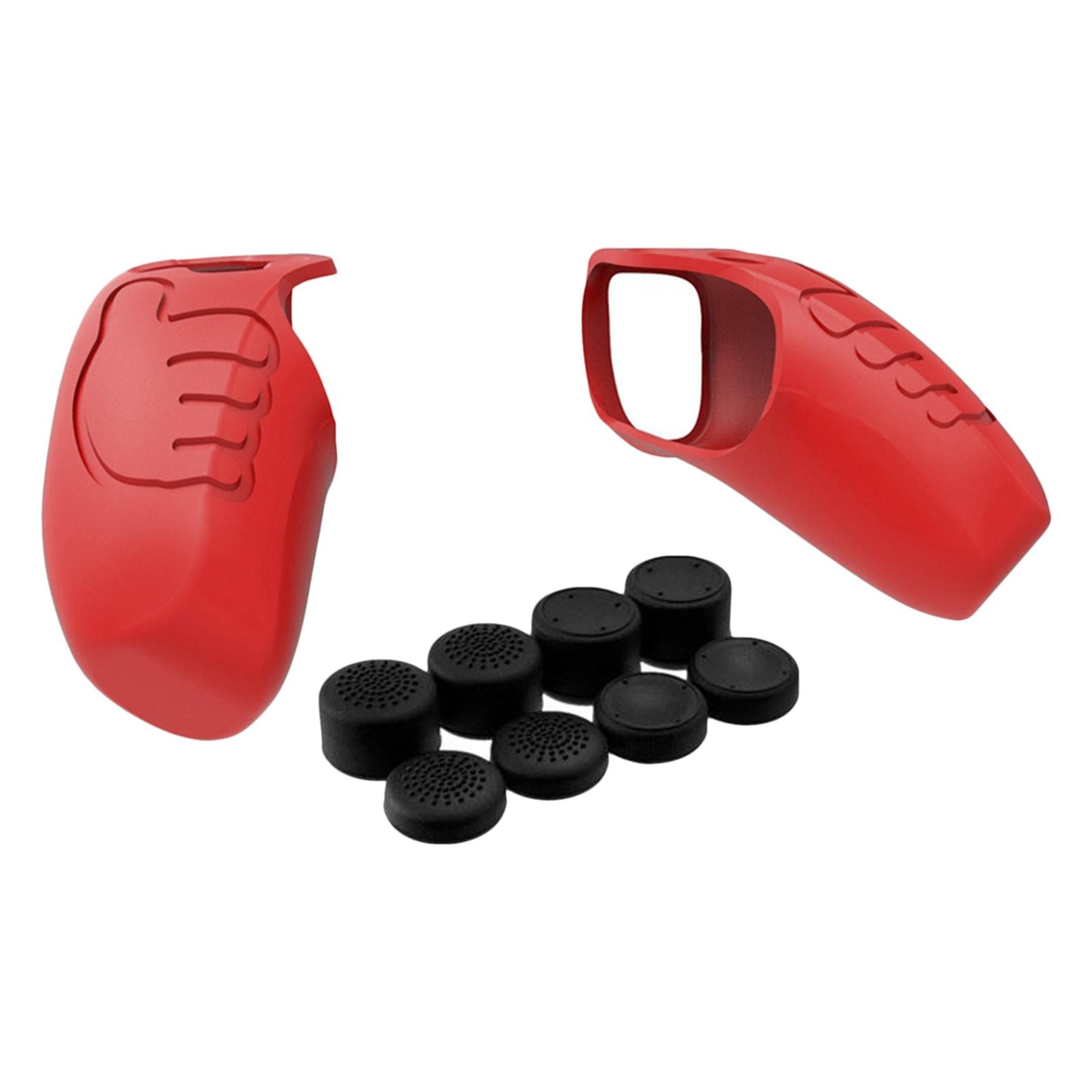 Handle Grip Protective Cover w/Thumb Grips Set Kit for PS5 Controller Red