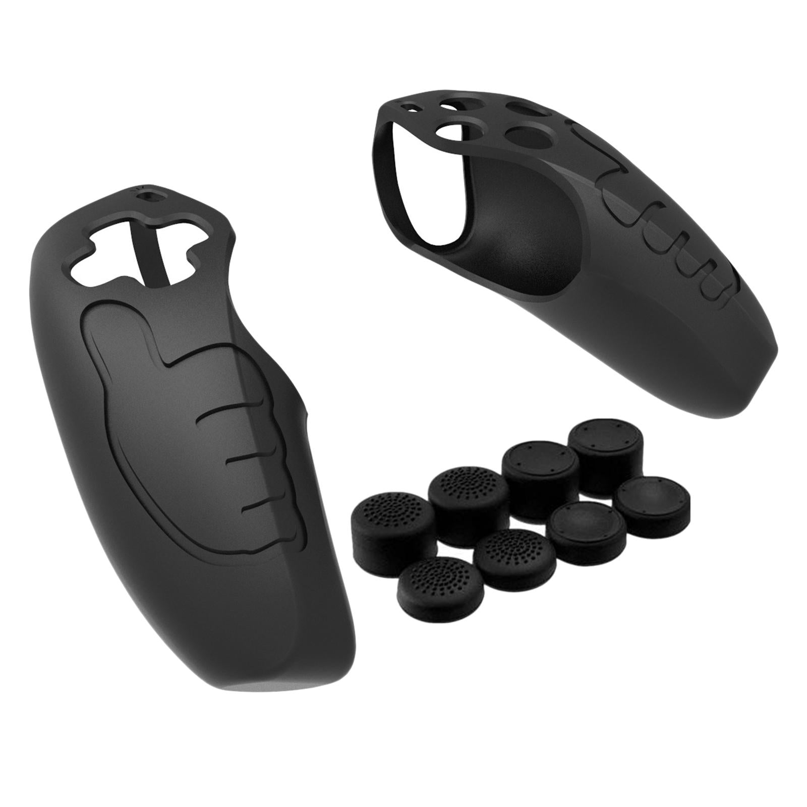 Handle Grip Protective Cover w/Thumb Grips Set Kit for PS5 Controller Black