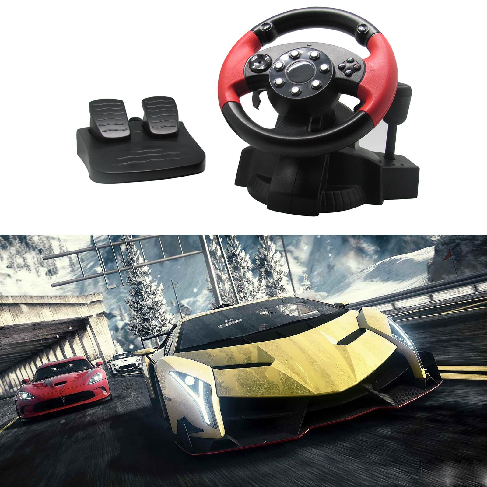 Gaming Racing Simulator Vibration PC Steering Wheel & Pedal For PS3/PS2