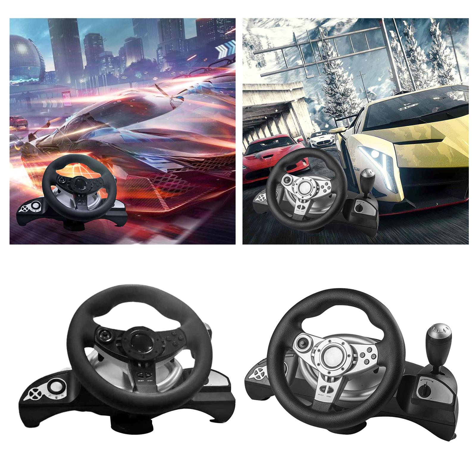 Racing Gaming Steering Wheel Pedal Kit Simulator for PS3/PS2/PC Black