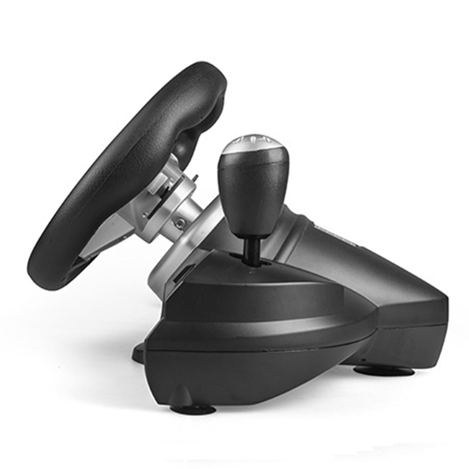 Racing Gaming Steering Wheel Pedal Kit Simulator for PS3/PS2/PC Silver Black