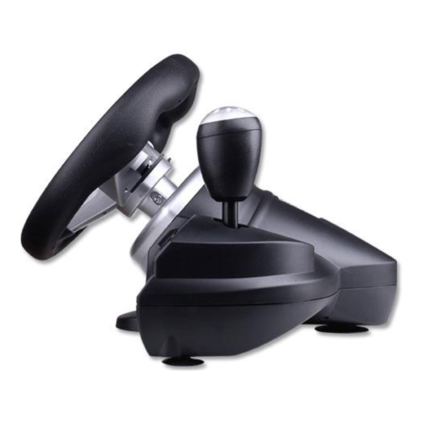 Racing Gaming Steering Wheel Pedal Kit Simulator for PS3/PS2/PC Silver Black