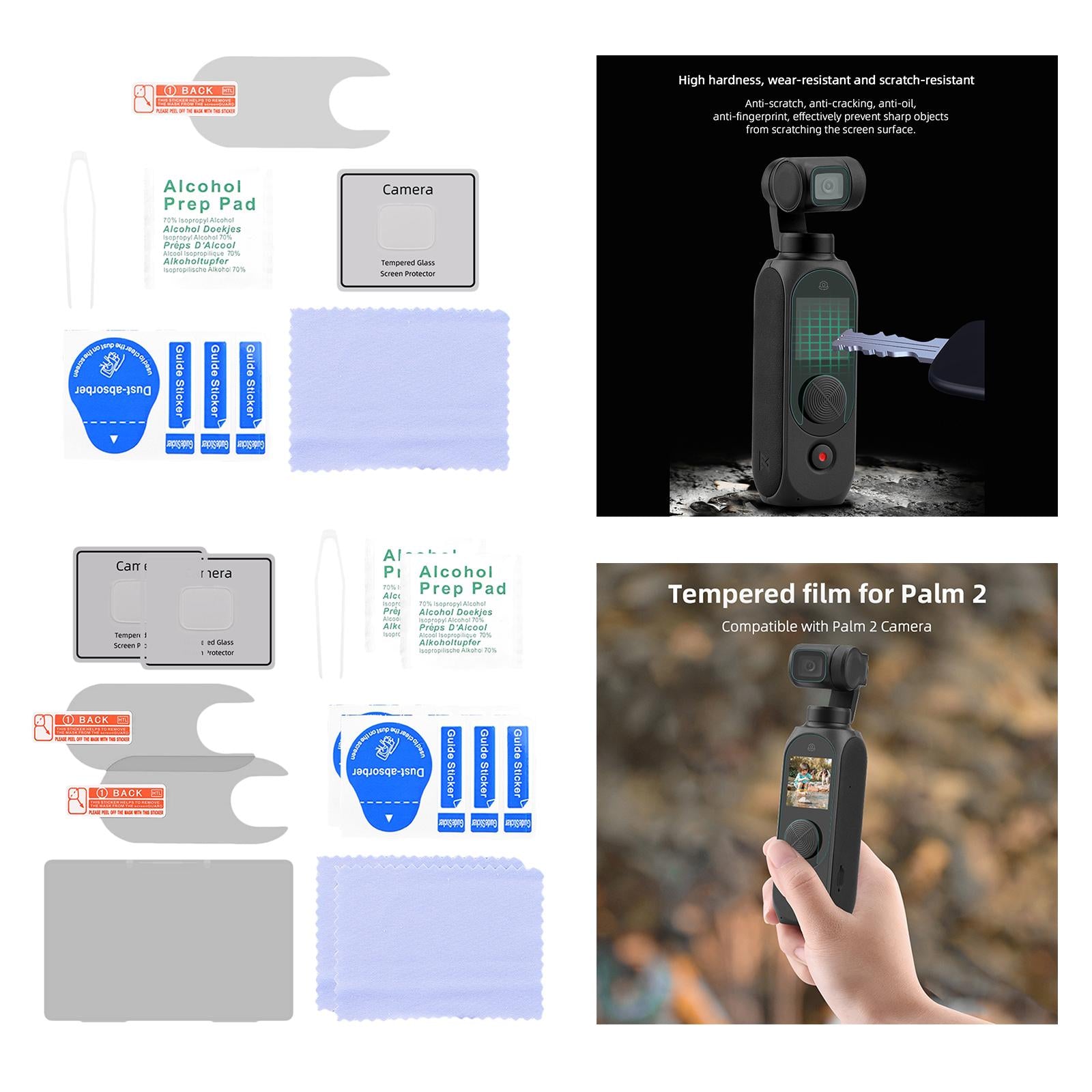 9H Tempered Glass Screen Film + Lens Protector for FIMI Palm 2 1 set