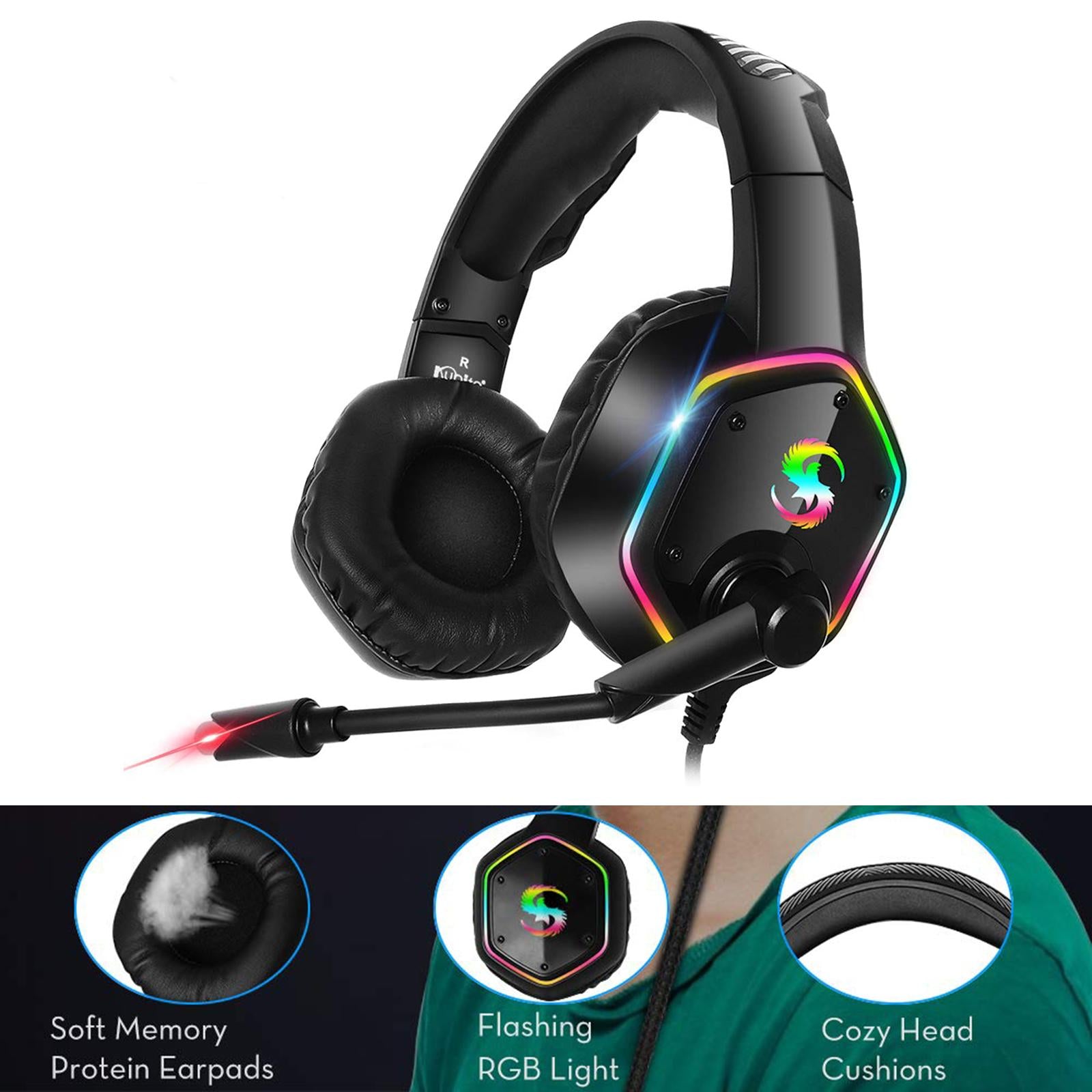 Premium LED Gaming Headphones RGB Light for PS4 Laptop Gamer Smartphone