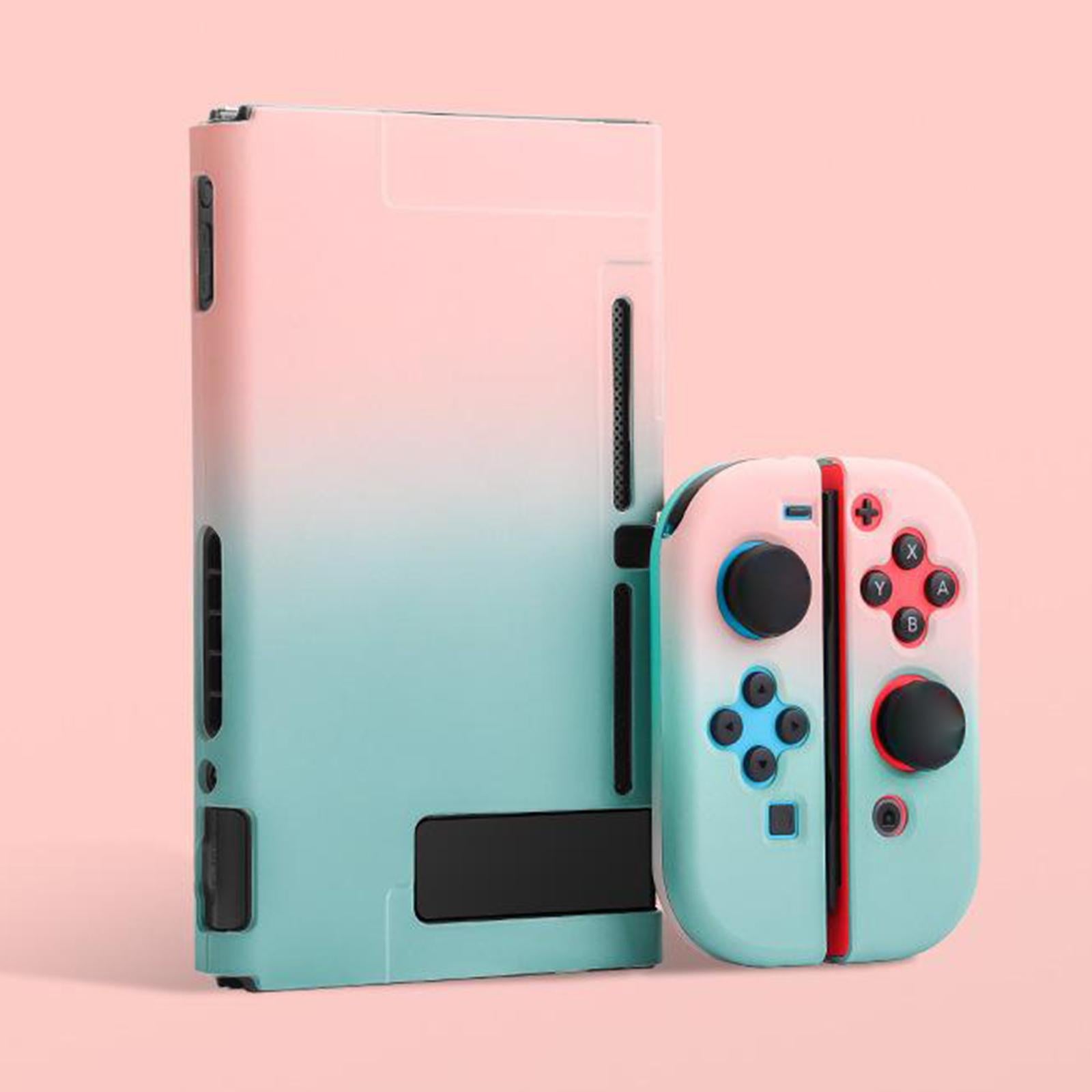 Soft Silicone Hard Colorful Protective Case Cover Shell for Nintendo Switch pink green gradient