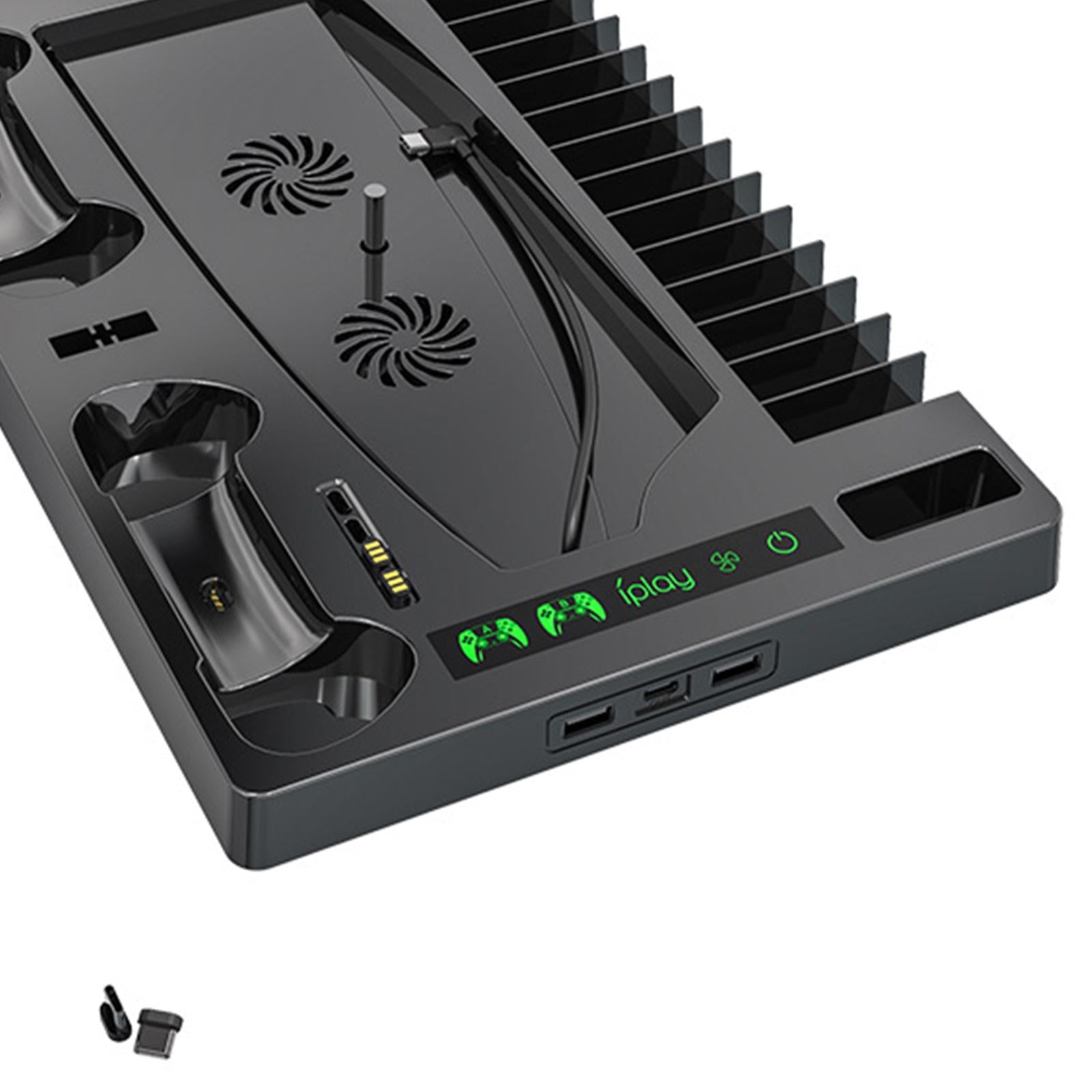 Charger Vertical Stand + Cooling Fan USB Hub For PS5 Controller Consoles