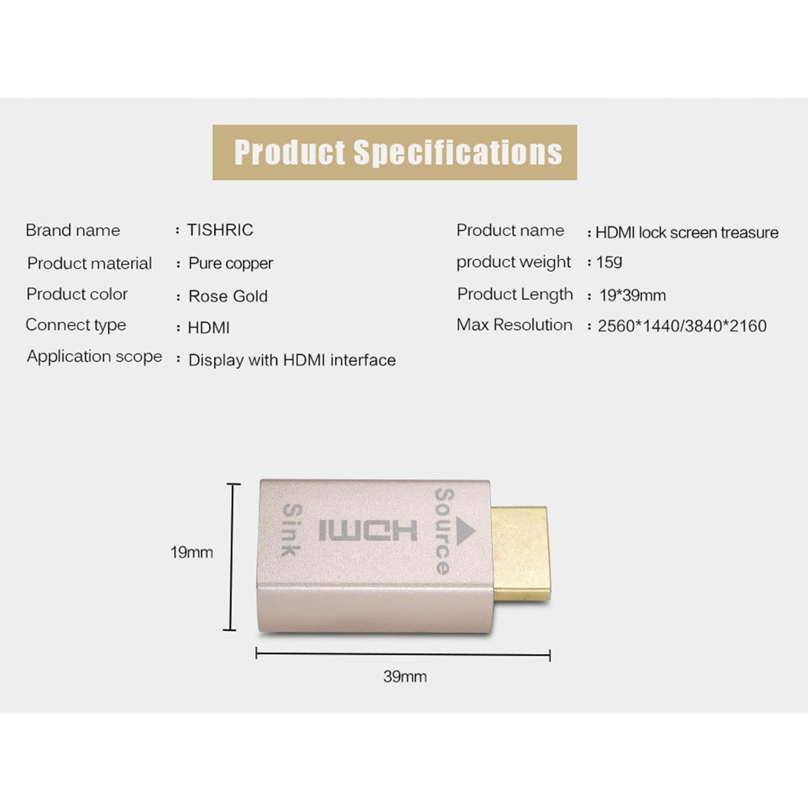 2 in 1 HDMI DDC EDID Dummy Plug 60Hz VGA Virtual Display Adapter Lock Plate