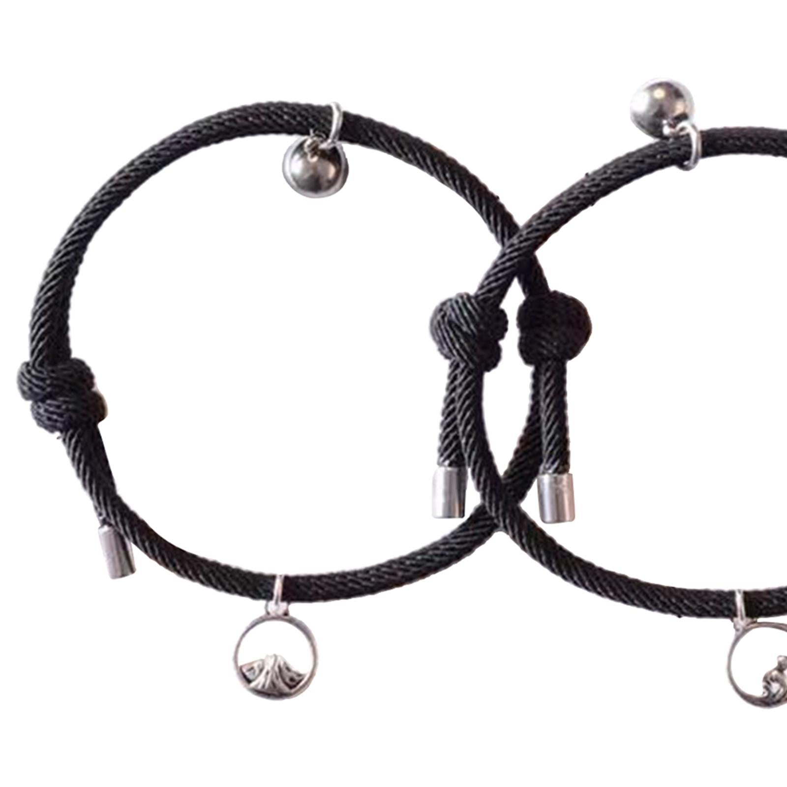 Lovers Matching Bracelet Braided Magnetic Distance Bracelet Black