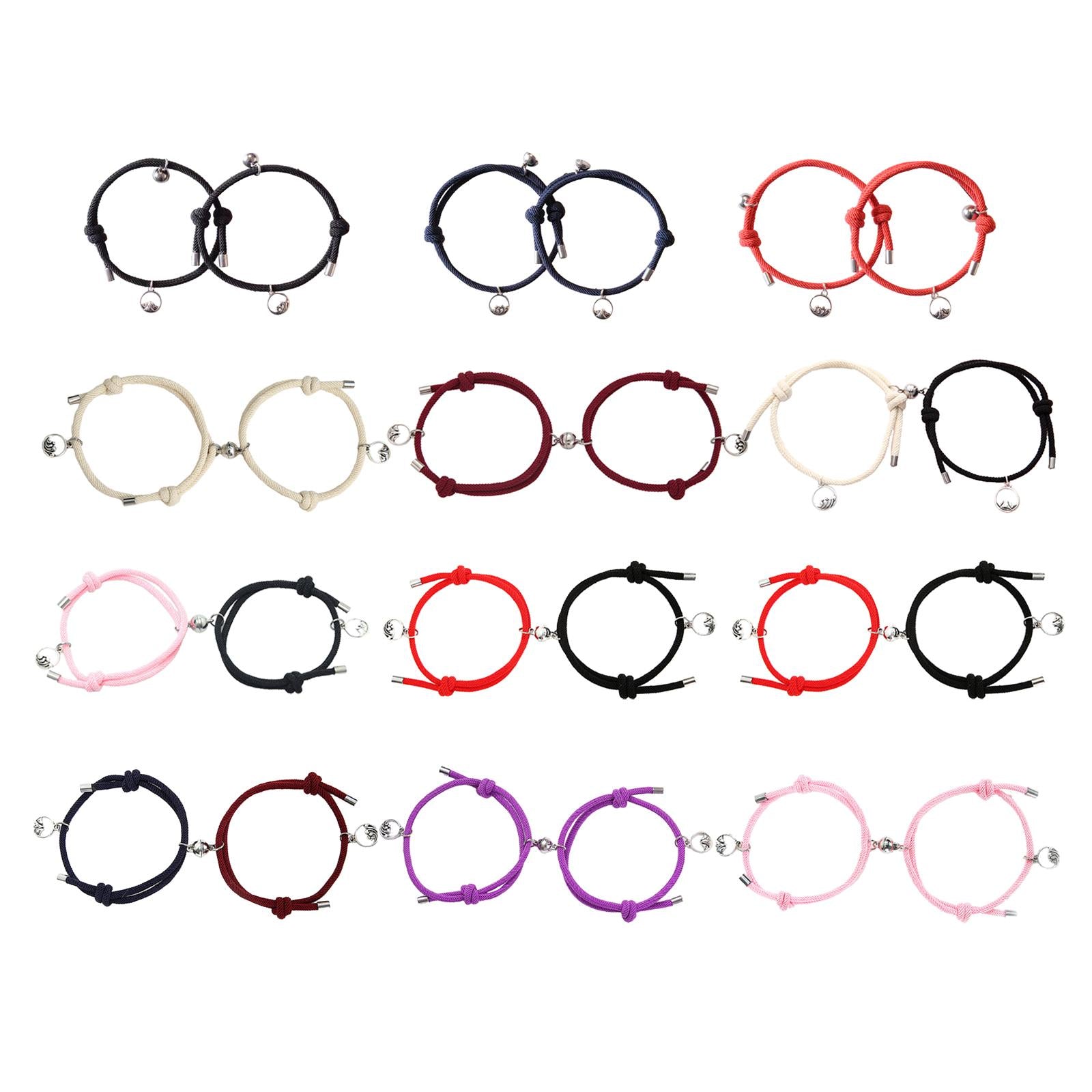 Lovers Matching Bracelet Braided Magnetic Distance Bracelet Black