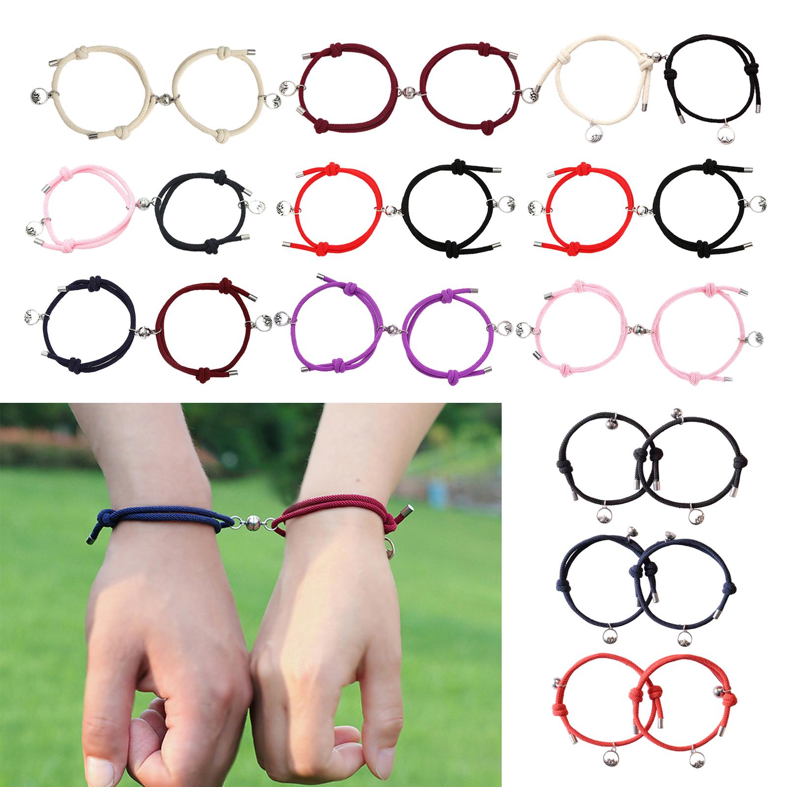 Lovers Matching Bracelet Braided Magnetic Distance Bracelet Black