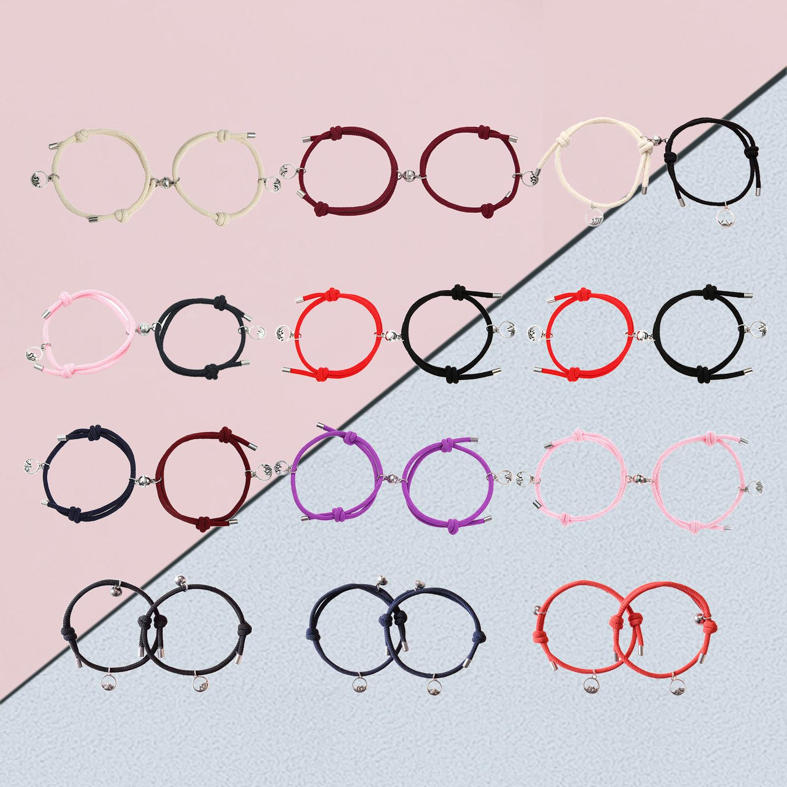 Lovers Matching Bracelet Braided Magnetic Distance Bracelet Black