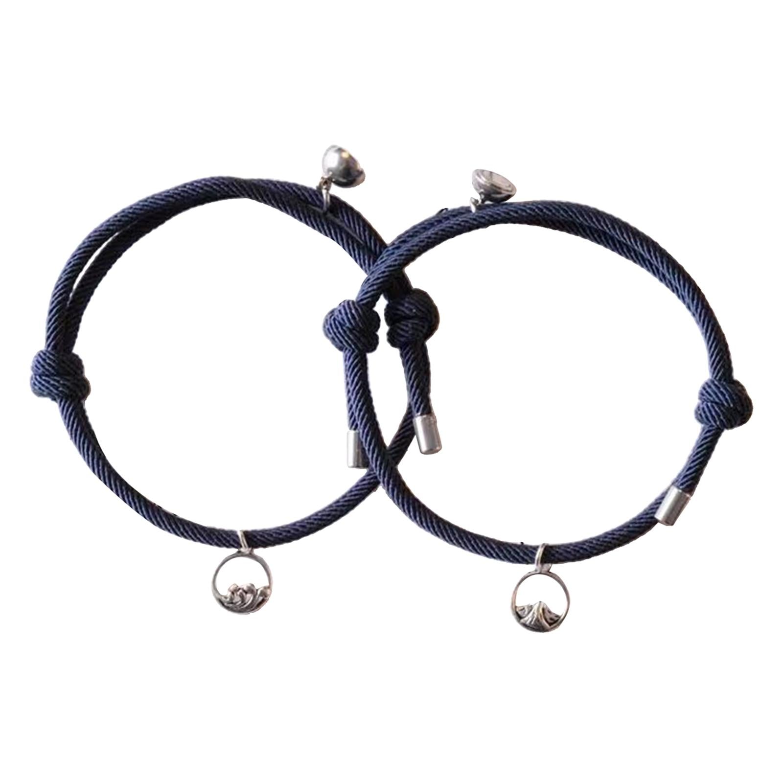 Lovers Matching Bracelet Braided Magnetic Distance Bracelet Blue