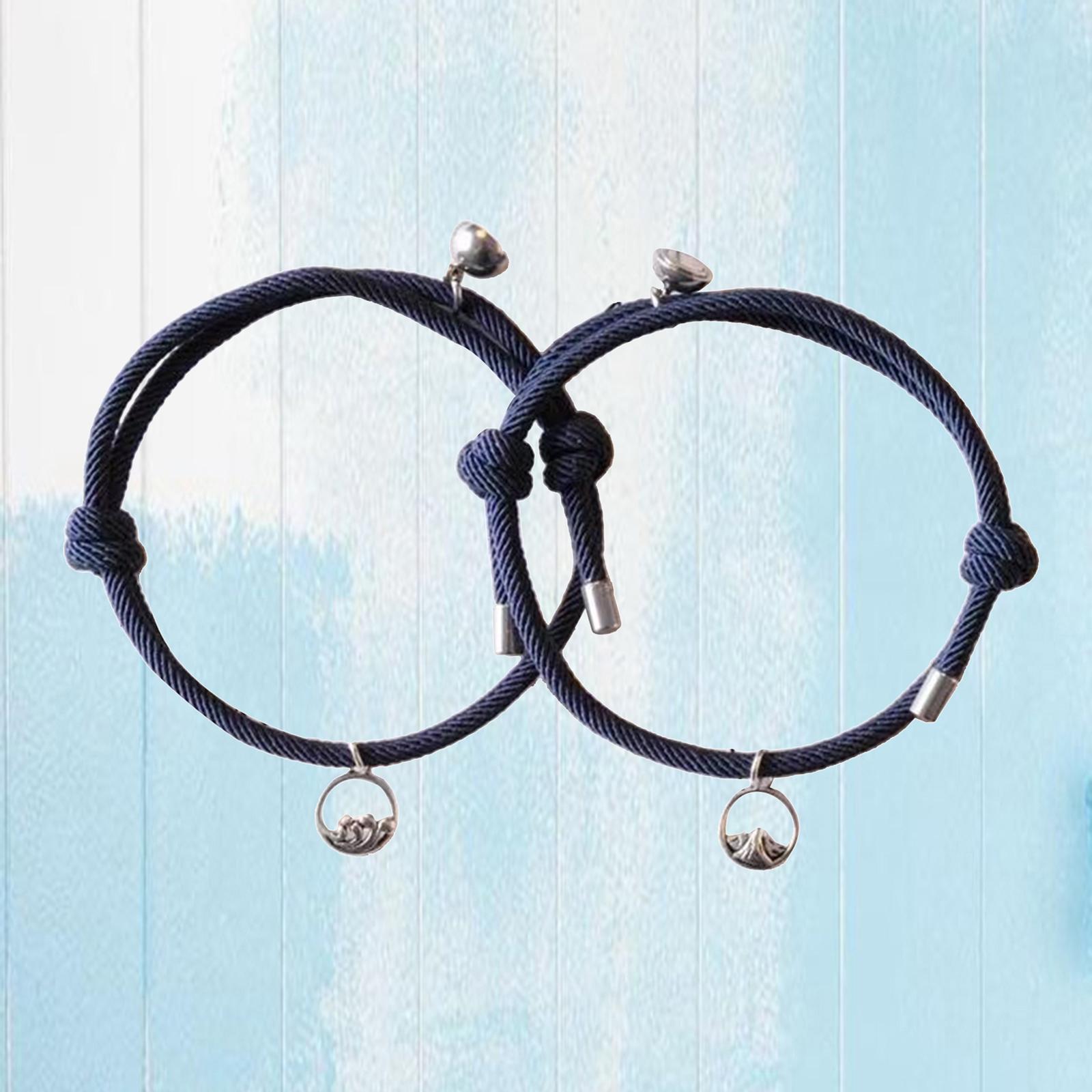 Lovers Matching Bracelet Braided Magnetic Distance Bracelet Blue