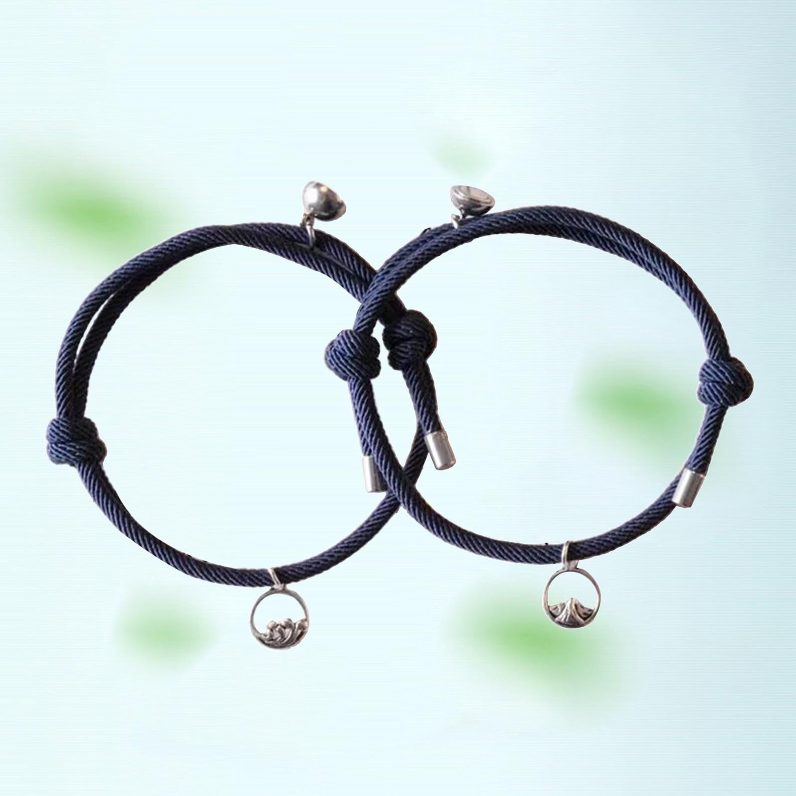Lovers Matching Bracelet Braided Magnetic Distance Bracelet Blue