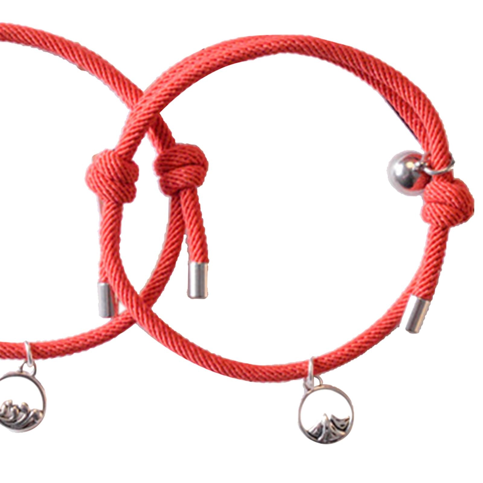 Lovers Matching Bracelet Braided Magnetic Distance Bracelet Red A