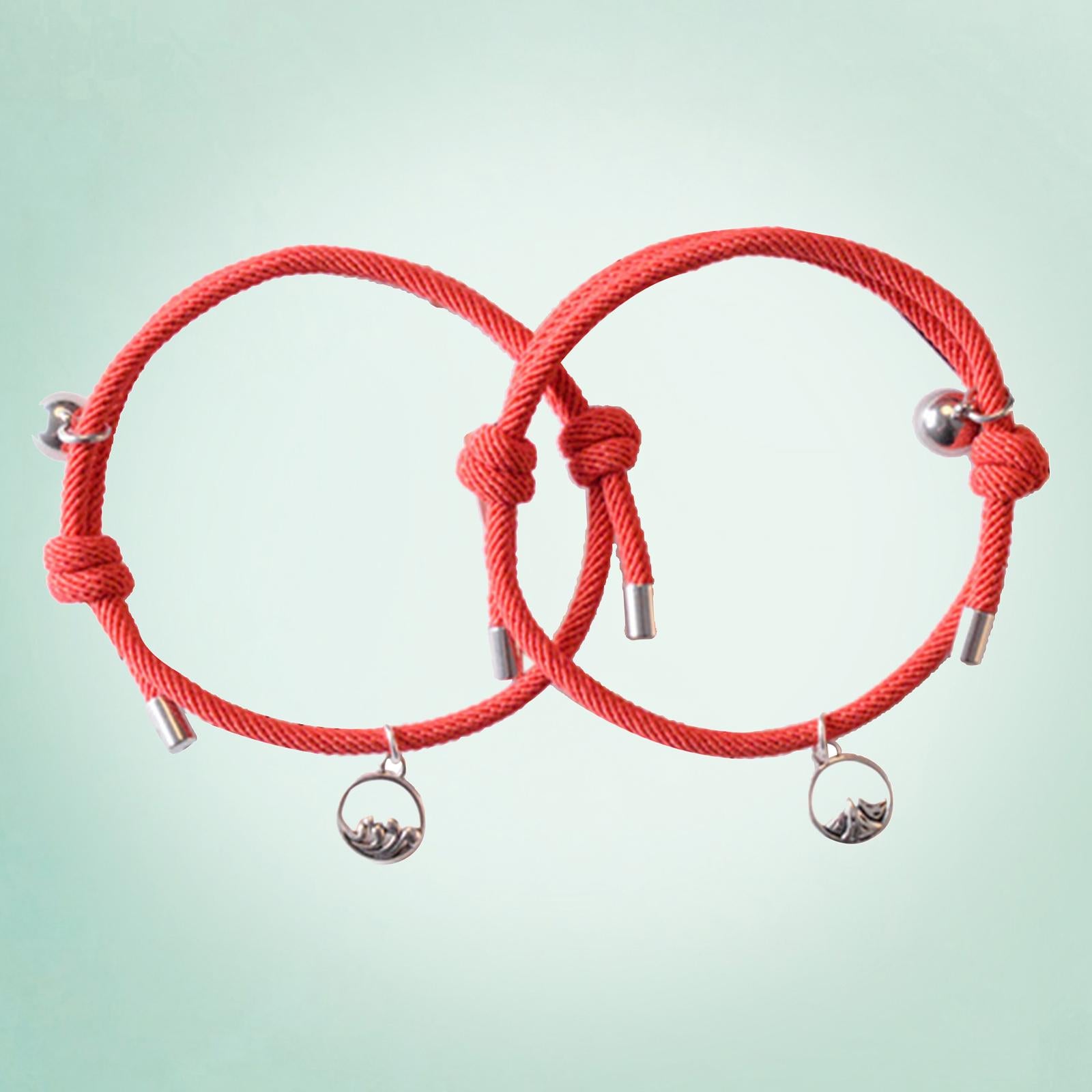 Lovers Matching Bracelet Braided Magnetic Distance Bracelet Red A