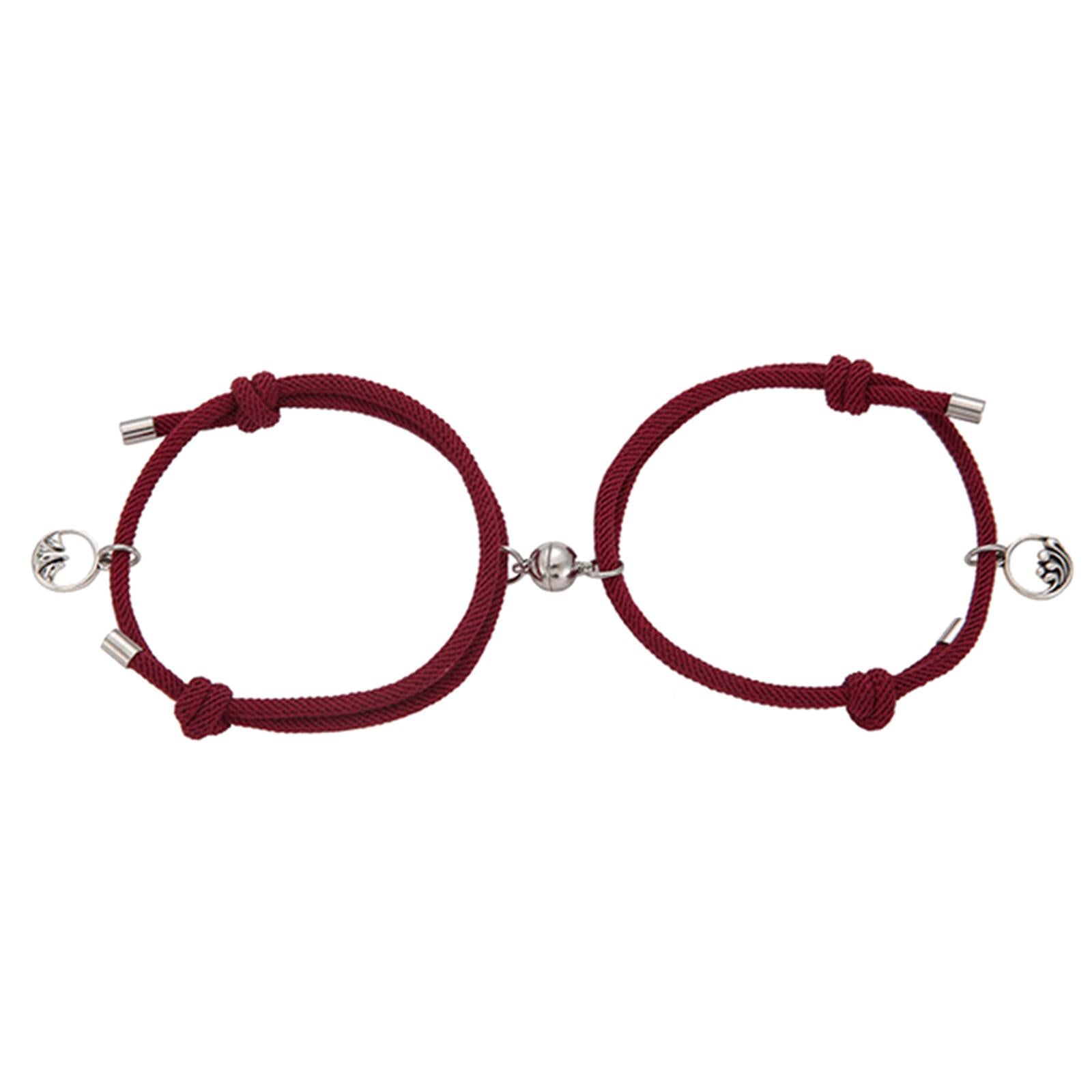 Lovers Matching Bracelet Braided Magnetic Distance Bracelet Red B