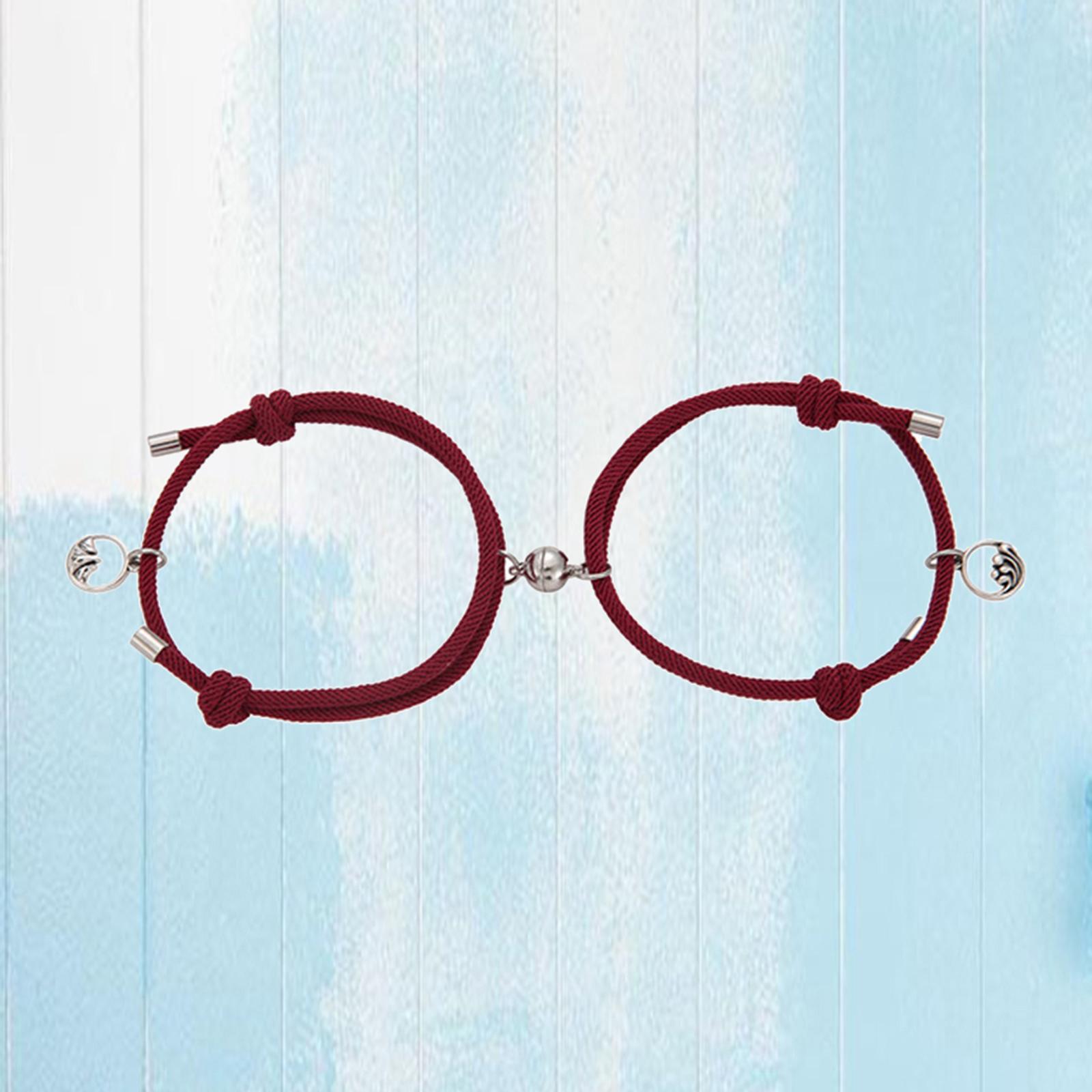 Lovers Matching Bracelet Braided Magnetic Distance Bracelet Red B