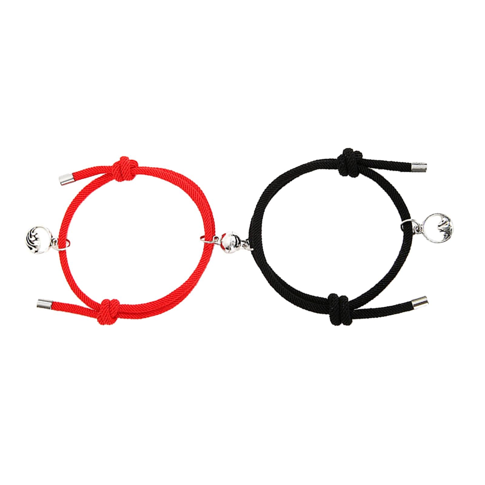 Lovers Matching Bracelet Braided Magnetic Distance Bracelet Black Red