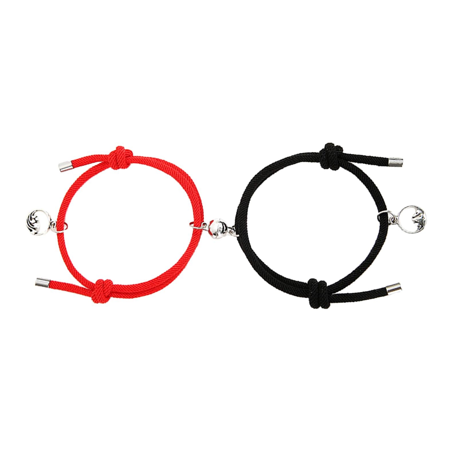 Lovers Matching Bracelet Braided Magnetic Distance Bracelet Black Red