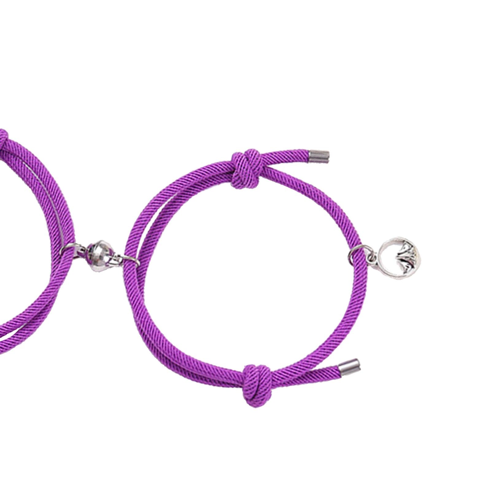 Lovers Matching Bracelet Braided Magnetic Distance Bracelet Purple