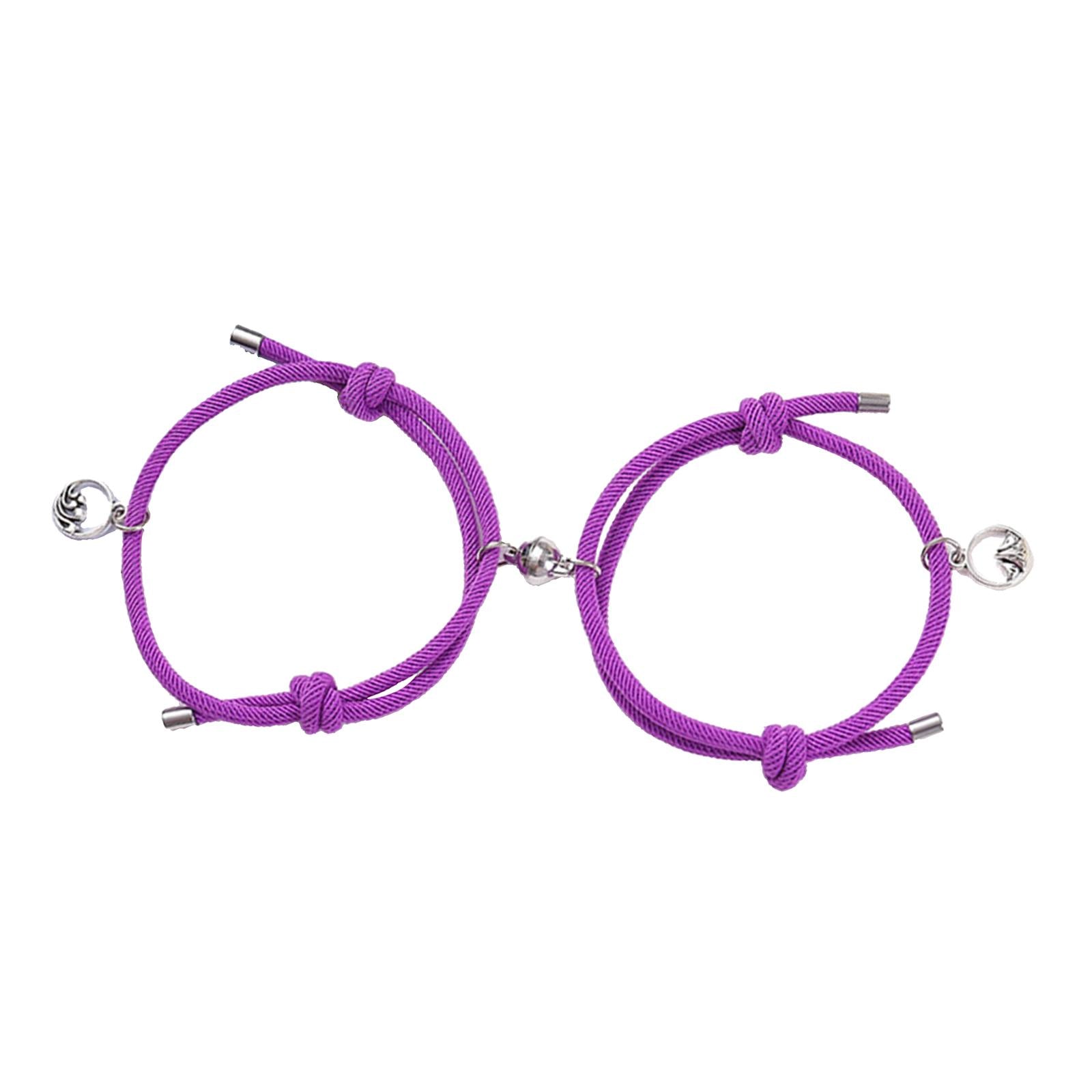 Lovers Matching Bracelet Braided Magnetic Distance Bracelet Purple