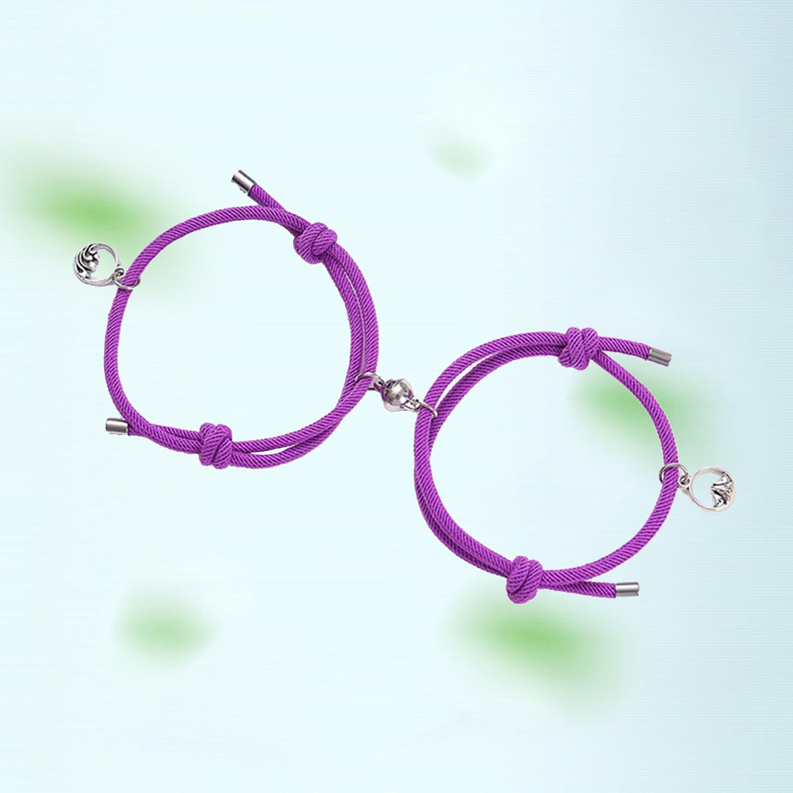 Lovers Matching Bracelet Braided Magnetic Distance Bracelet Purple