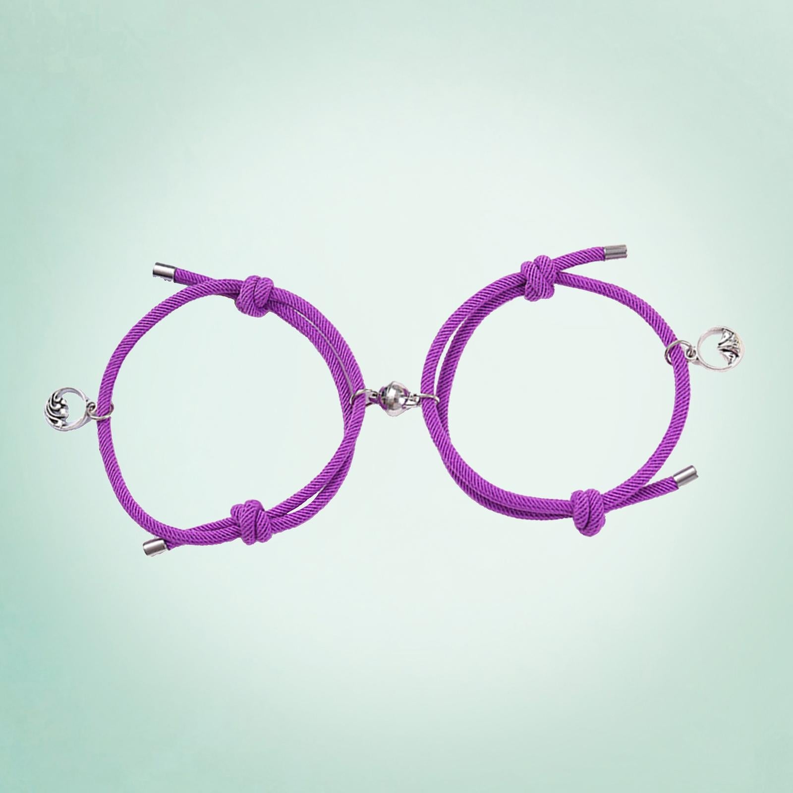 Lovers Matching Bracelet Braided Magnetic Distance Bracelet Purple